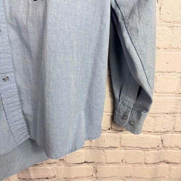Vintage Denim Cowgirl Embroidered Chambray Button down Shirt Size Large - Picture 3 of 7